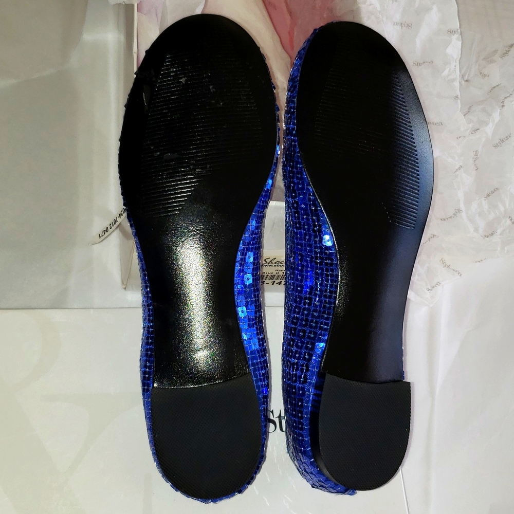 Style & Co New Flats Sequined Shoes BLUE NIB Women's 5.5 - Picture 11 of 15